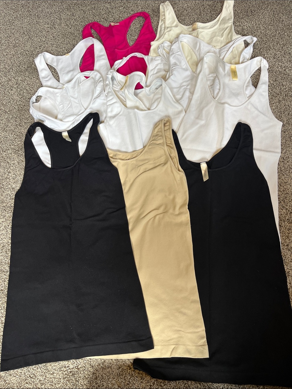 11-Nikibiki Racerback Tank Tops in Black, White, Cream, Pink, Tan